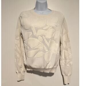 GREY Jason Wu Textured 3D Floral Knit Sweater Cream Ivory Women’s Size S